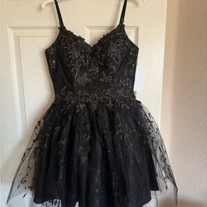 Dancing Queen Black Glitter Lace Tulle Party Dress